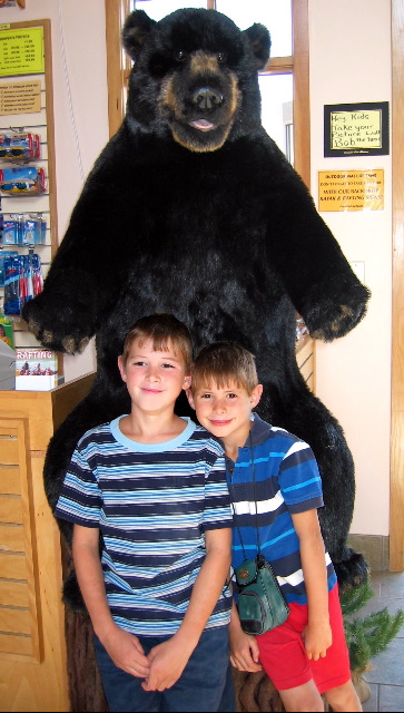 Aron & Natan get bear hug, Canmore, Canada