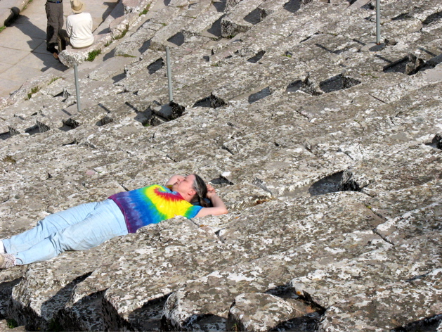 44. Martha napping at Epidaurus