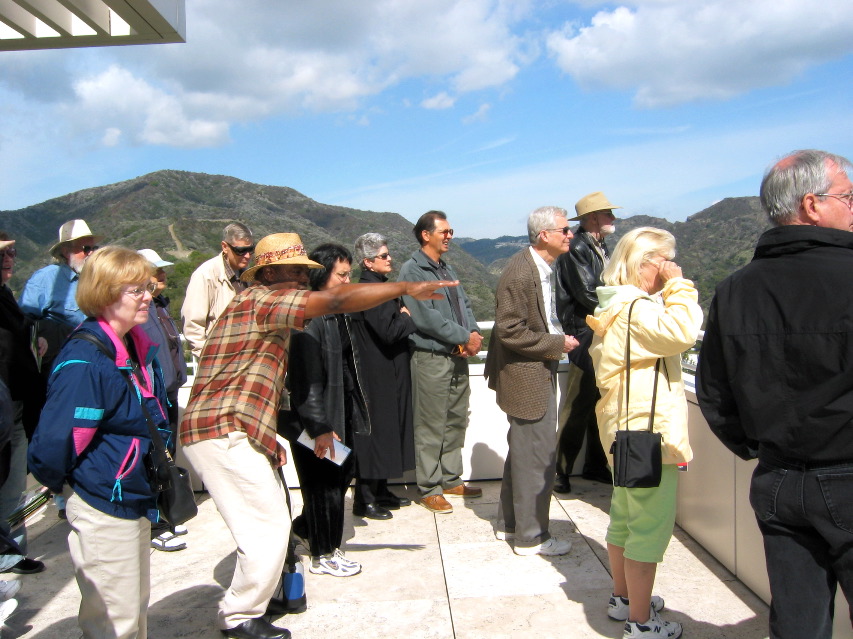 admiring the view from Getty Center